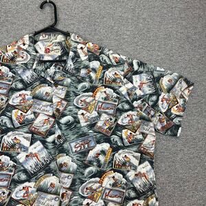 Hilo Hattie Shirt Hawaiian AOP Pattern Surfer Surfing Graphic‎ Mens XL Button